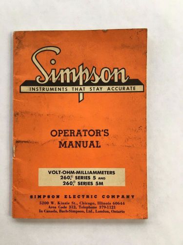 SIMPSON OPERATORS MANUAL VOLT OHM- 260 SERIES 5 AND 5M