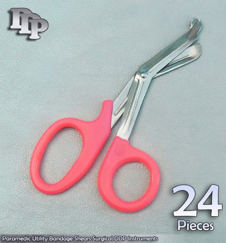 24Pcs Paramedic Utility Bandage Shear Scissor 7.25&#034;Pink Surgical DDP Instruments