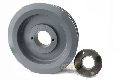 Cast iron 6.5&#034; 2 groove dual belt b section 5l pulley w/ 7/8&#034;sheave bushing for sale