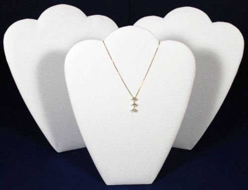 3 white velvet pendant necklace easel back jewelry counter-top display stand for sale