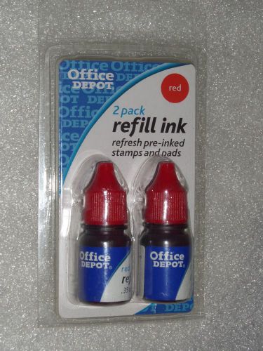 Office Depot 2 x.35 oz ink for Stamp Pad Refill  Red,