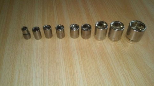 Sp sockets. 9 pieces. stainless steel. inch. for sale