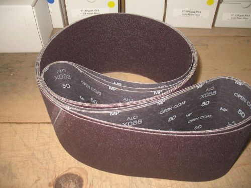 3 pcs.- 6 x 89&#034; 50 grit aluminum oxide woodworking sanding belts made in USA
