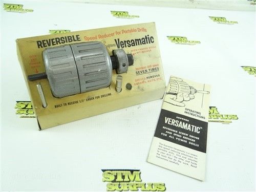 Supreme versamatic reversible speed reducer for power drills w/ bits &amp; box for sale