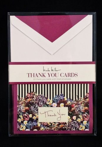 Nicole Miller Thank You Cards with Lined Envelopes Stationary !! NIB