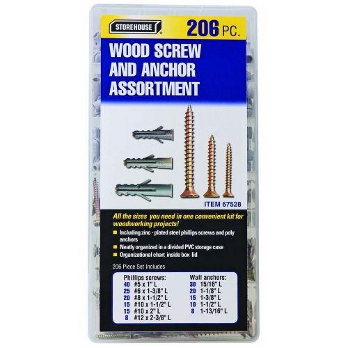 206 Piece Anchors and Screws for Wood Bolt Epoxy Anchor Wedge Toggle