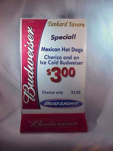 Budweiser KING OF BEERS Table Top Sign Display Holder Drink Special Menu