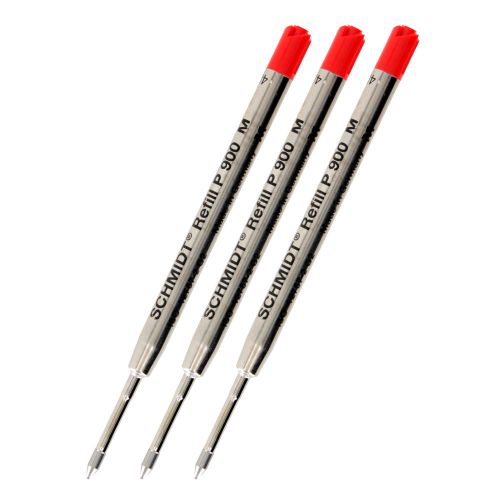 Schmidt p900 parker style ball pen refill, medium, red , pack of 3 (90013) for sale