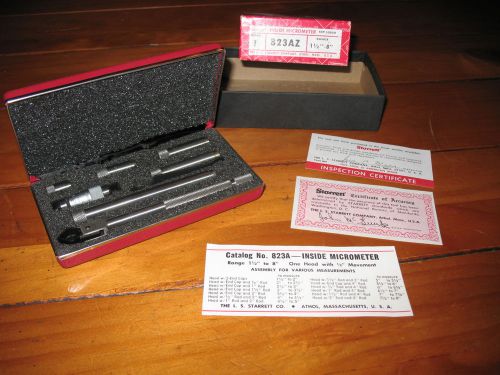 Starrett Inside Micrometer No 823az 1 1/2&#034; - 8&#034; w/case-box