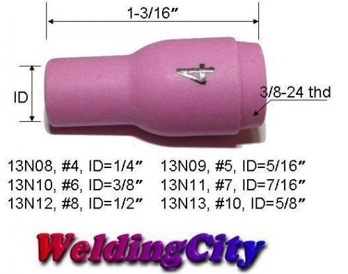 Weldingcity 5 ceramic cup nozzles 13n08 #4 for tig welding torch 9/20/25 for sale