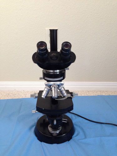 Zeiss trinocular microscope w/ 4 neofluar objectives and optovar mag changer for sale
