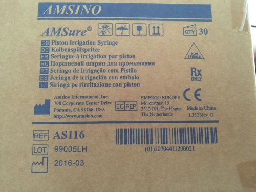 AMSINO AMSure Feeding Tube 60cc Syringe AS116 w/ Luer Slip Adapter Box Of 30