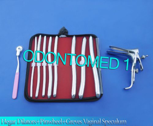 HEGAR DILATOR SOUNDS 8 PCS+ PINK PINWHEEL &amp; GRAVES SPECULUM MEDIUM