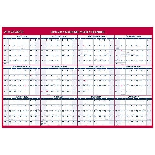 At-A-Glance AT-A-GLANCE Academic Year Erasable Calendar, July 2016-June 2017,