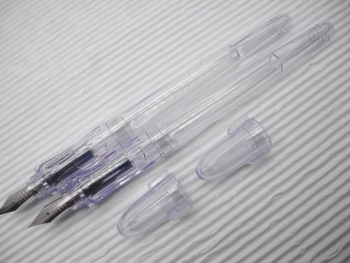 2 x Clear barrel PILOT 50R Extra Fine nib Fountain pen with cap(Japan)