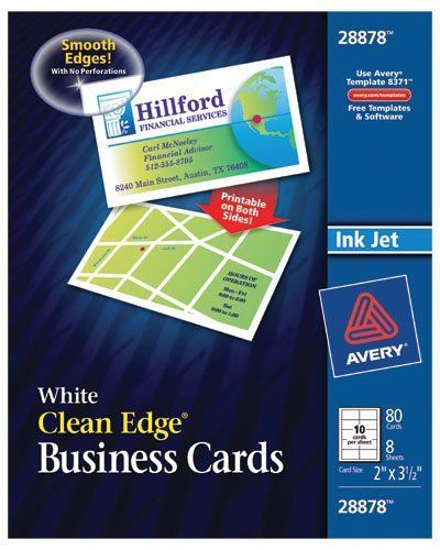 Avery Clean Edge Business Cards, 2 inches x 3 1/2 inches, White, 90 Cards 28878