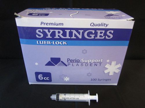 Plasdent Luer Lock 6cc Syringe  No Needle, Box of 100 # LL06