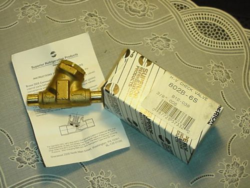 Superior Valve 802B-6S H-V Check Valve Brass 3/8 ODS New In Box  Ship $4.95