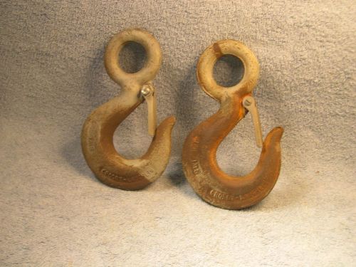 2 crosby laughlin s.w.l. 4 1/2 ton hook with safety latch usa pair hooks rigging for sale