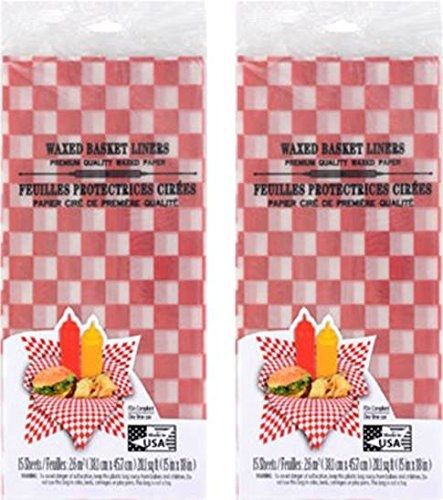 Nikki&#039;s Knick Knacks Red Checkered Resteraunt Deli Basket Liners- Set of 30-