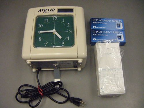 Acroprint Automatic Top Loading Time Clock ATR 120 W/Timecards &amp; Ribbons