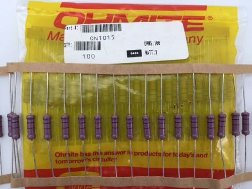(200 pcs) on1015 ohmite, 2 watt 100 ohm 5%, carbon film resistor (axial) for sale