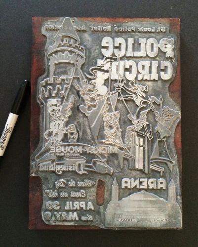 Vintage St. Louis - Disney - Police Circus, Large Letterpress PRINTERS BLOCK