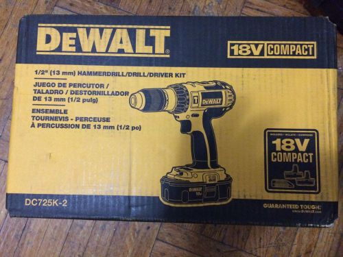 Dewalt&#039;s 18-volt cordless 1/2 in. compact hammer drill (dc725k-2) for sale