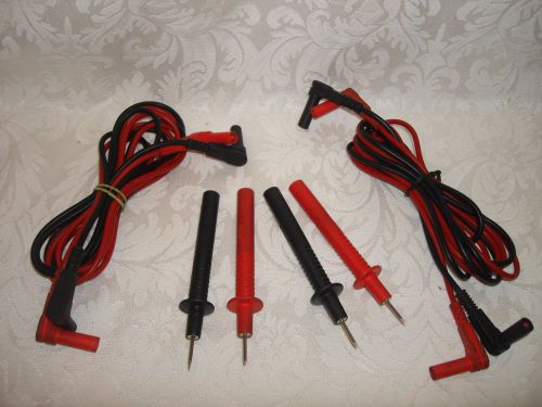 Two Sets Genuine Fluke Multimeter Leads w/ Probes Black/Red Rated 1000V