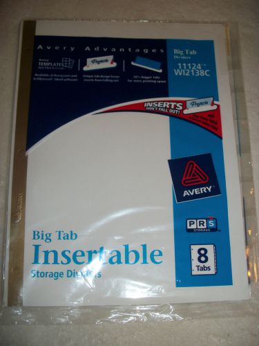 NEW AVERY Big Tab 11124 Insertable Dividers with 8 Tabs, 1 Set 8.5&#034; x 11&#034;