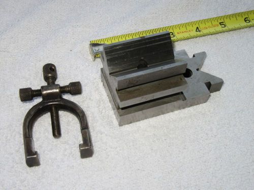 Vintage L S Starrett V Block &amp; clamp # 567 work hold machinist tool