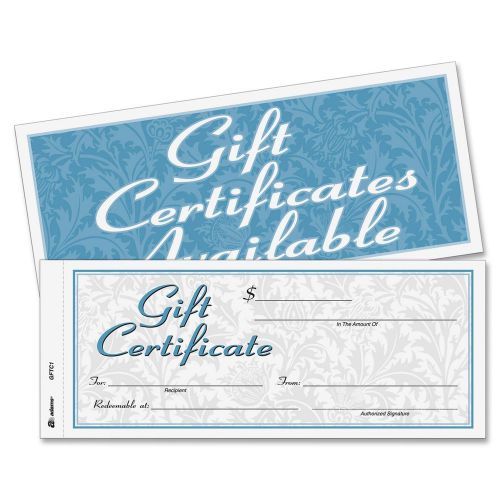 Adams Gift Certificate Book Carbonless Single Paper 3.4 x 8 Inches White 2-Pa...