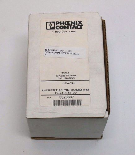 Phoenix Contact Enterlec Liebert 12-749045-00 5520637 16 Pin Conn Comm Interface