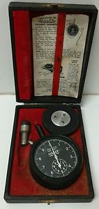 Antique Jaeger Portable Tachometer Indicator 1000 Revs 500 Feet in Original Case