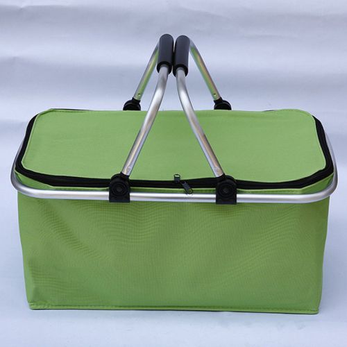 Fold up portable shopping picnic camping basket aluminum frame insulation oxford for sale