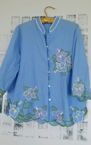 Vintage Blouse Catering Chef Top - Size 16 *CHECK MEASURES As Vtg Runs Smaller!