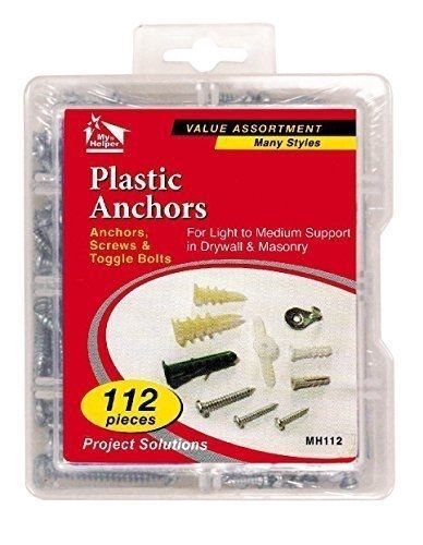 My Helper 112 Pieces, Plastic Anchors, Screws &amp; Toggle Bolts