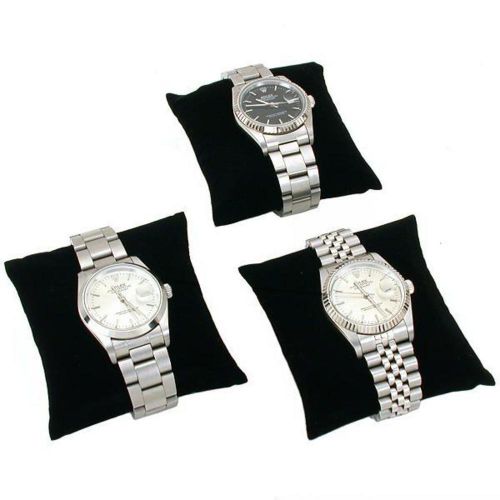 3 Black Velvet Watch &amp; Bracelet Pillow Jewelry Display