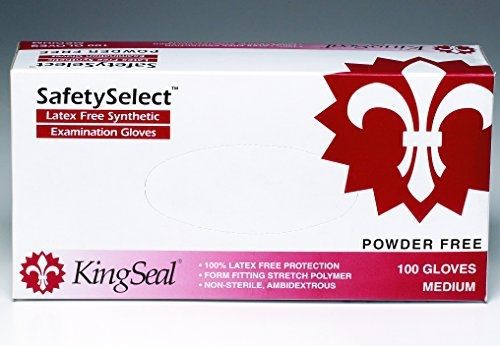 KingSeal SafetySelect Synthetic Medical Grade Gloves, Small, Powder-Free,