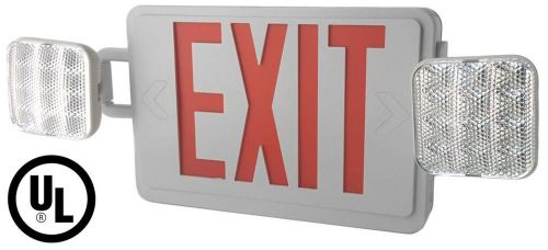 UL Listed- Single/Double Face LED Combo Emergency EXIT Sign with 2 Head Light...