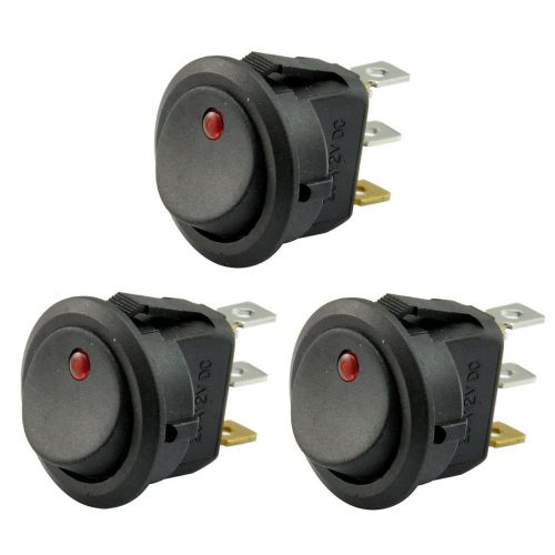 AutoEC New 3pc Car Truck Rocker Toggle LED Switch Red Light On-off Control 12V