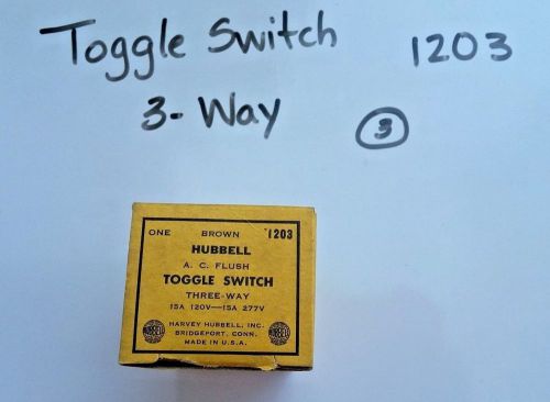 NOS Lot of 3 Hubbell 3 Way Toggle Switch AC Flush Brown #1203 15A 120V