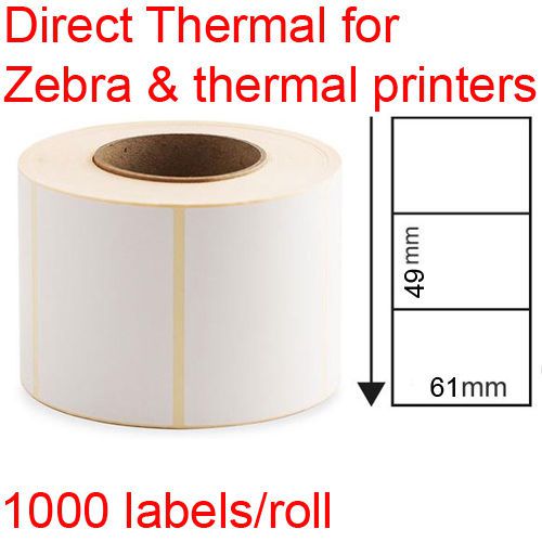 Direct thermal labels rolls 61x49mm 1000/roll for Zebra &amp; thermal printer