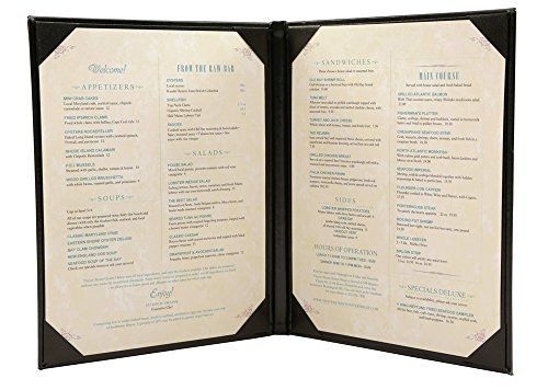 Restaurant Discount Warehouse Menu covers, Casebound Deluxe 2 View - 8.5 X 11,