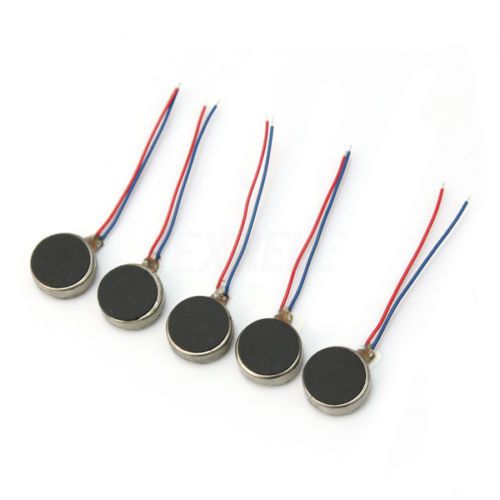 5x Durable 10mm Flat Button Type Vibrator Motor 0.06A 3V-4.5V Cellphone NEW