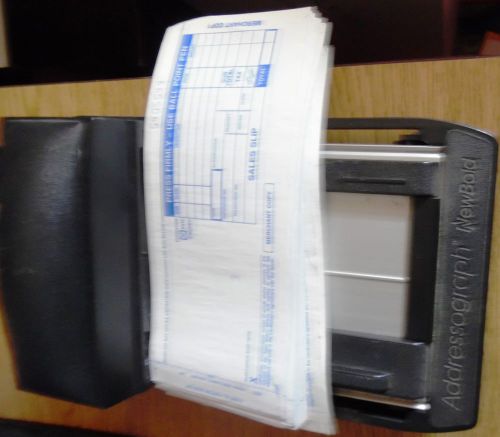 Vintage Addressograph Manual Credit Card Machine Imprinter with slips