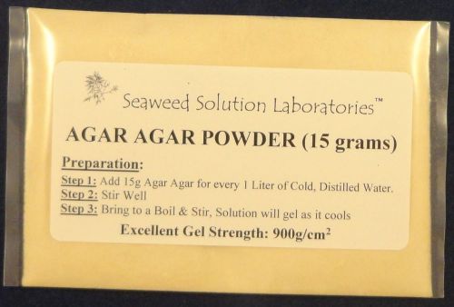 Agar powder - 15 grams (will yield 1 liter nutrient agar) - laboratory grade for sale