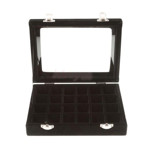 Mirrored Velvet Storage Box Jewelry Rings Earrings Display Nail Holder