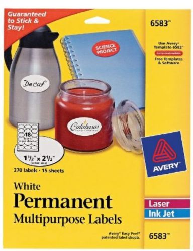 Avery White Oval Labels, White, Permanent, Pack Of 270 (6583)