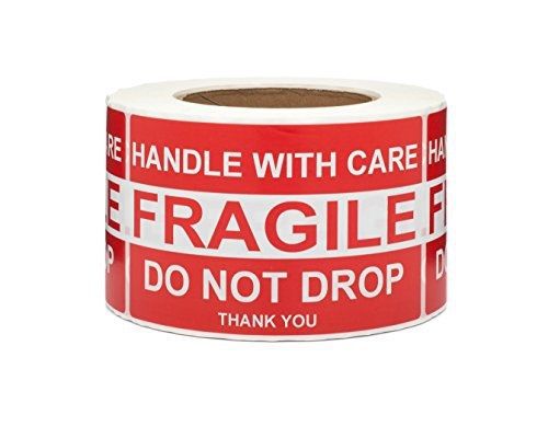 Saurus 500 labels per roll, 3&#034; x 5&#034;, fragile stickers, do not drop labels, for sale